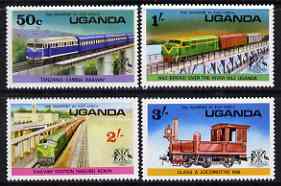 Uganda 1976 Railways perf set of 4 unmounted mint, SG 173-76, stamps on , stamps on  stamps on railways