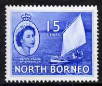 North Borneo 1954-59 Native Prahu 15c (Sail Boat) from def set unmounted mint, SG 379*, stamps on , stamps on  stamps on ships, stamps on  stamps on sailing