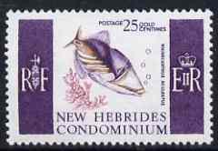 New Hebrides - English 1963-72 Painted Triggerfish 25c from def set unmounted mint, SG 102, stamps on fish, stamps on 