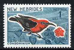 New Hebrides - English 1963-72 Cardinal Honeyeater 1f from def set unmounted mint, SG 106, stamps on , stamps on  stamps on birds