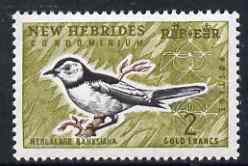 New Hebrides - English 1963-72 Flycatcher 2f from def set unmounted mint, SG 107, stamps on , stamps on  stamps on birds
