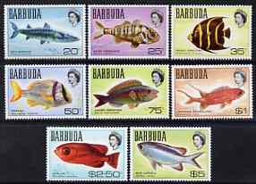 Barbuda 1968-70 Fish - the 8 values from definitive set (20c to $5) unmounted mint SG 20a-27, stamps on , stamps on  stamps on fish