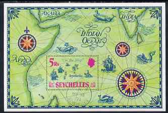 Seychelles 1971 'Putting Seychelles on the Map' perf m/sheet fine cto used, SG MS 293, stamps on , stamps on  stamps on maps