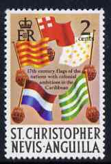 St Kitts-Nevis 1970-74 Naval Flags 2c from def set unmounted mint, SG 208, stamps on flags, stamps on ships