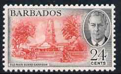 Barbados 1950 Old Main Guard Garrison 24c from def set unmounted mint, SG 278, stamps on militaria, stamps on  kg6 , stamps on 