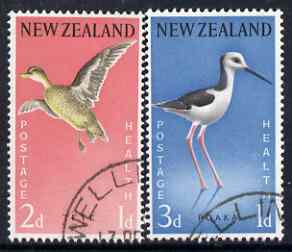 New Zealand 1959 Health - Teal & Stilt set of 2 fine used, SG 776-77, stamps on , stamps on  stamps on birds, stamps on  stamps on teal, stamps on  stamps on stilt