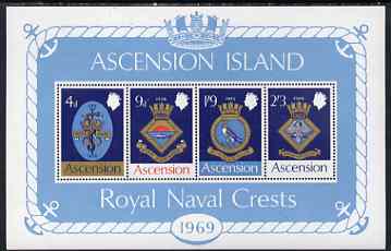 Ascension 1969 Royal Naval Crests - 1st series perf m/sheet unmounted mint, SG MS 125, stamps on , stamps on  stamps on ships, stamps on  stamps on anchors