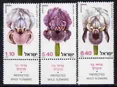 Israel 1978 Wild Irises perf set of 3 (with tabs) unmounted mint SG 741-43, stamps on flowers, stamps on iris
