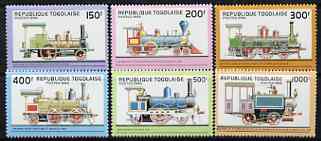 Togo 1996 Early Steam Locomotives perf set of 6 unmounted mint, stamps on , stamps on  stamps on railways