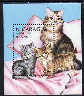 Nicaragua 1988 Mammals & their Young (Cats) perf m/sheet unmounted mint, SG MS 2962, stamps on , stamps on  stamps on cats