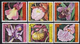 Bulgaria 1986 Orchids perf set of 6 vals cto used SG 3318-23, MI 3441-46, stamps on flowers, stamps on orchids