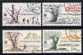 Czechoslovakia 1964 Tourist Issue (Trees) perf set of 4 cto used, SG 1406-09, stamps on tourism, stamps on trees, stamps on skiing, stamps on castles, stamps on fishing, stamps on sailing