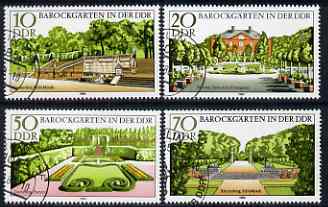 Germany - East 1980 Baroque Gardens perf set of 4 fine cto used, SG E2193-96, stamps on , stamps on  stamps on flowers, stamps on  stamps on gardens, stamps on  stamps on castles