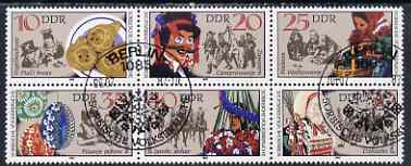 Germany - East 1982 Sorbian Folk Customs set of 6 in se-tenant block cto used, SG E2424a, stamps on , stamps on  stamps on customs, stamps on  stamps on folklore