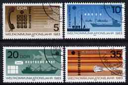 Germany - East 1983 World Communications Year perf set of 4 cto used, SG E2487-90, stamps on , stamps on  stamps on communications, stamps on  stamps on telephones, stamps on  stamps on radio, stamps on  stamps on ships, stamps on  stamps on  oil , stamps on  stamps on 