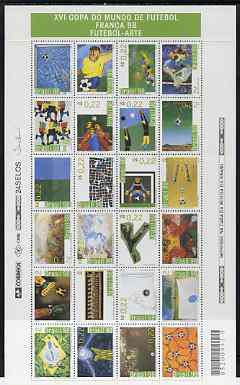 Brazil  1998 World Cup Football Art perf sheetlet containing complete set of 24 values unmounted mint, SG 2927a, stamps on , stamps on  stamps on football, stamps on  stamps on arts, stamps on  stamps on sport