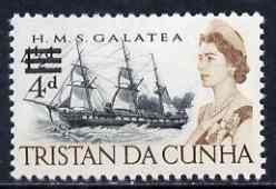 Tristan da Cunha 1967 HMS Galatea surcharged 4d unmounted mint, SG 108, stamps on , stamps on  stamps on ships