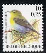 Belgium 2000-01 Birds #4 Wood Warbler 10f/0.25 Euro dual currency unmounted mint, SG 3544, stamps on birds