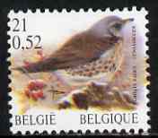 Belgium 2000-01 Birds #4 Fieldfare 21f/0.52Euro dual currency unmounted mint, SG 3547, stamps on birds    