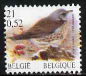 Belgium 2000-01 Birds #4 Fieldfare 21f/0.52Euro dual currency unmounted mint, SG 3547, stamps on birds