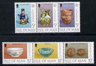 Isle of Man 1976 Europa - Ceramic Art perf set of 6 (2 strips of 3) unmounted mint, SG 84-89, stamps on , stamps on  stamps on europa, stamps on  stamps on pottery