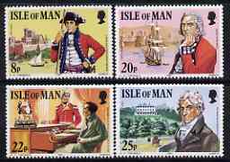 Isle of Man 1981 Death Anniversary Colonel Mark Wilks perf set of 4 unmounted mint, SG 197-200, stamps on castles, stamps on forts, stamps on napoleon, stamps on clocks, stamps on ships