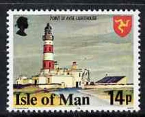 Isle of Man 1978-81 Point of Ayr Lighthouse 14p perf 14.5 (from def set) unmounted mint, SG 121B, stamps on lighthouses