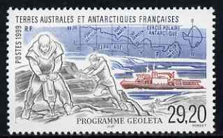 French Southern & Antarctic Territories 1999 Geoleta Programme 29f20 unmounted mint, SG 403, stamps on , stamps on  stamps on geology, stamps on  stamps on minerals, stamps on  stamps on maps, stamps on  stamps on fishing, stamps on  stamps on ships