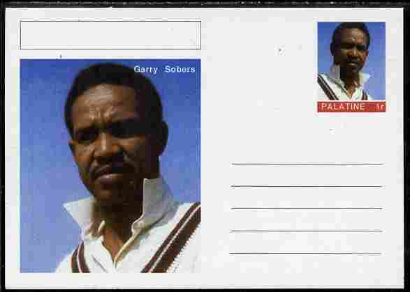 Palatine (Fantasy) Personalities - Garry Sobers (cricket) postal stationery card unused and fine, stamps on , stamps on  stamps on personalities, stamps on  stamps on sport, stamps on  stamps on cricket