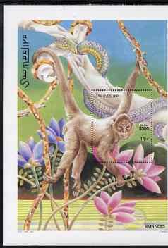 Somalia 2002 Monkeys perf m/sheet unmounted mint Michel BL 90, stamps on animals, stamps on monkeys, stamps on apes