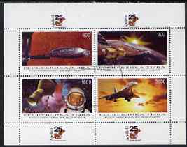 Touva 1998 25th Anniversary of Apollo 11 - Space Achievements incl Concorde sheetlet containing 4 values, cto used, stamps on , stamps on  stamps on space, stamps on  stamps on concorde