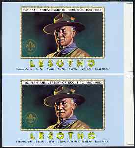 Lesotho 1982 Baden Powell Scout Anniversary imperf booklet front cover proof pair (size 7 x 8), stamps on personalities, stamps on scouts