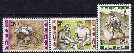 Belgium 1963 Freedom From Hunger perf set of 3 unmounted mint SG 1845-47, stamps on food, stamps on ffh, stamps on arts, stamps on brueghel, stamps on harvest, stamps on , stamps on  ffh , stamps on 