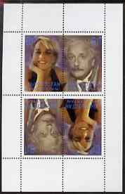 Kyrgyzstan 2000 Twentieth Century Icons - Princess Di & Einstein perf sheetlet of 4 (tete-beche se-tenant pair) unmounted mint, stamps on , stamps on  stamps on royalty, stamps on  stamps on diana, stamps on  stamps on einstein, stamps on  stamps on science, stamps on  stamps on nobel, stamps on  stamps on personalities, stamps on  stamps on judaica, stamps on  stamps on millennium , stamps on  stamps on personalities, stamps on  stamps on einstein, stamps on  stamps on science, stamps on  stamps on physics, stamps on  stamps on nobel, stamps on  stamps on maths, stamps on  stamps on space, stamps on  stamps on judaica, stamps on  stamps on atomics