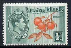 Pitcairn Islands 1940-51 Oranges 1/2d unmounted mint, SG 1, stamps on , stamps on  stamps on oranges, stamps on  stamps on fruit, stamps on  stamps on  kg6 , stamps on  stamps on 