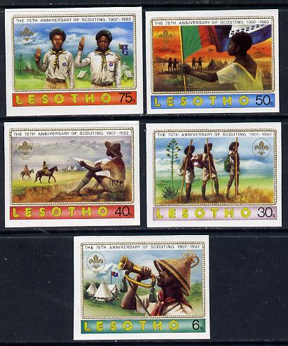 Lesotho 1982 75th Anniversary of Scouting set of 5 in unmounted mint imperf singles (SG 474-8), stamps on scouts