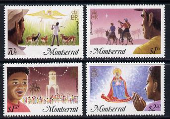 Montserrat 1985 Christmas set of 4 unmounted mint, SG 665-8, stamps on , stamps on  stamps on christmas, stamps on  stamps on music, stamps on  stamps on donkeys, stamps on  stamps on bethlehem