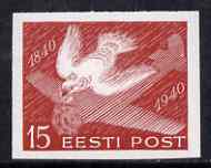 Estonia 1940 Stamp Centenary 15s imperf (from remaindered stock) SG 158var*, stamps on stamp centenary, stamps on pigeons, stamps on birds, stamps on aviation