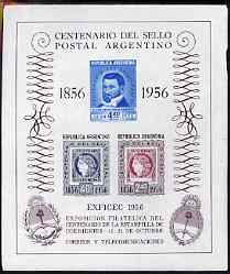 Argentine Republic 1956 Stamp Centenary (2nd issue) imperf m/sheet unmounted mint (minor wrinkles) SG MS 893a, stamps on stamp centenary, stamps on stamp on stamp, stamps on stamponstamp