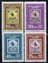 Turkey 1963 Stamp Centenary perf set of 4 unmounted mint, SG 1990-93*, stamps on stamp centenary, stamps on stamp on stamp, stamps on stamponstamp