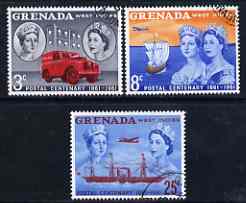 Grenada 1961 Stamp Centenary perf set of 3 very fine used, SG 208-10, stamps on , stamps on  stamps on stamp centenary, stamps on  stamps on columbus, stamps on  stamps on stamp on stamp, stamps on  stamps on transport, stamps on  stamps on explorers, stamps on  stamps on trucks, stamps on  stamps on land rover, stamps on  stamps on ships, stamps on  stamps on aviation, stamps on  stamps on douglas, stamps on  stamps on dc, stamps on  stamps on paddle steamers, stamps on  stamps on , stamps on  stamps on stamponstamp