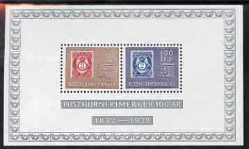 Norway 1972 Centenary of 'Posthorn' Stamp perf m/sheet unmounted mint, SG MS 679, stamps on , stamps on  stamps on stamp centenary, stamps on  stamps on stamp on stamp, stamps on  stamps on posthorns, stamps on  stamps on stamponstamp