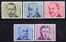 Switzerland 1971 Famous Physicians perf set of 5 unmounted mint, SG 819-23, stamps on , stamps on  stamps on personalities, stamps on  stamps on medical, stamps on  stamps on doctors, stamps on  stamps on science