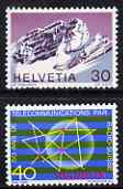 Switzerland 1971 Publicity & Swiss Alps perf set of 2 unmounted mint, SG 817-18, stamps on communications, stamps on mountains, stamps on science