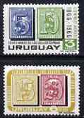 Uruguay 1967 Centenary of Numeral Stamps perf set of 2 unmounted mint, SG 1331-32, stamps on stamp centenary, stamps on stamp on stamp, stamps on , stamps on stamponstamp