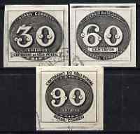 Brazil 1943 Stamp Centenary imperf set of 3 (Bull's Eye) fine used, SG 680-82