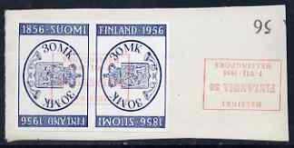 Finland 1956 Stamp Centenary & Exhibition tete-beche pair fine used, SG 560a, stamps on stamp centenary, stamps on stamp exhibitions