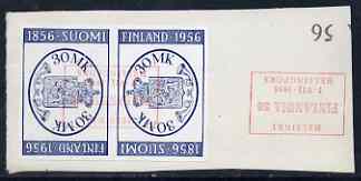 Finland 1956 Stamp Centenary & Exhibition tete-beche pair fine used, SG 560a, stamps on , stamps on  stamps on stamp centenary, stamps on  stamps on stamp exhibitions