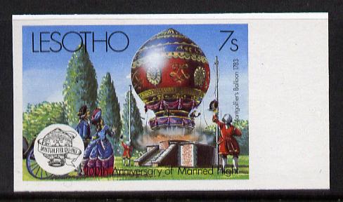 Lesotho 1983 Manned Flight 7s (Montgolfer Balloon) imperf marginal single (SG 545var) blocks, pairs & gutter pairs available price pro rata, stamps on , stamps on  stamps on aviation    balloons