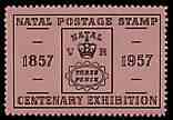 Cinderella - Natal 1957 Centenary Stamp Exhibition perf label showing 3d stamp of 1857, unmounted mint, stamps on , stamps on  stamps on stamp exhibitions, stamps on  stamps on stamp centenary, stamps on  stamps on stamp on stamp, stamps on  stamps on , stamps on  stamps on stamponstamp